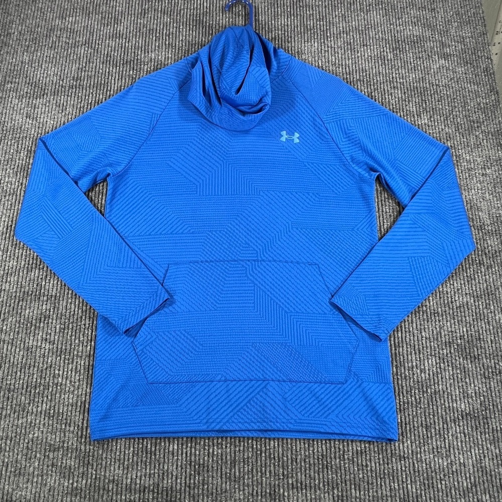 Under Armour Pullover‎ Shirt Mens Small Blue Long Sleeve Loose Fit Hooded Active